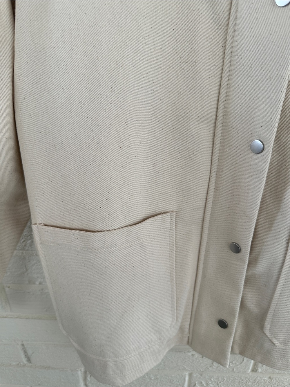 NWOT Bagatelle Collection Off White Cream Utility Barn Chore Canvas Jacket L - Picture 4 of 7